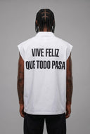 Camicia Smanicata Vive Feliz Que Todo Pasa White