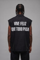 Camicia Smanicata Vive Feliz Que Todo Pasa Black