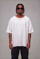 T-shirt Lino Over Taglio Vivo White