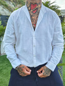 Camicia Lino Coreana White