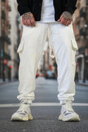 Pantalone Tuta Cargo White