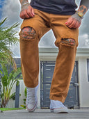 Jeans Strappato Camel
